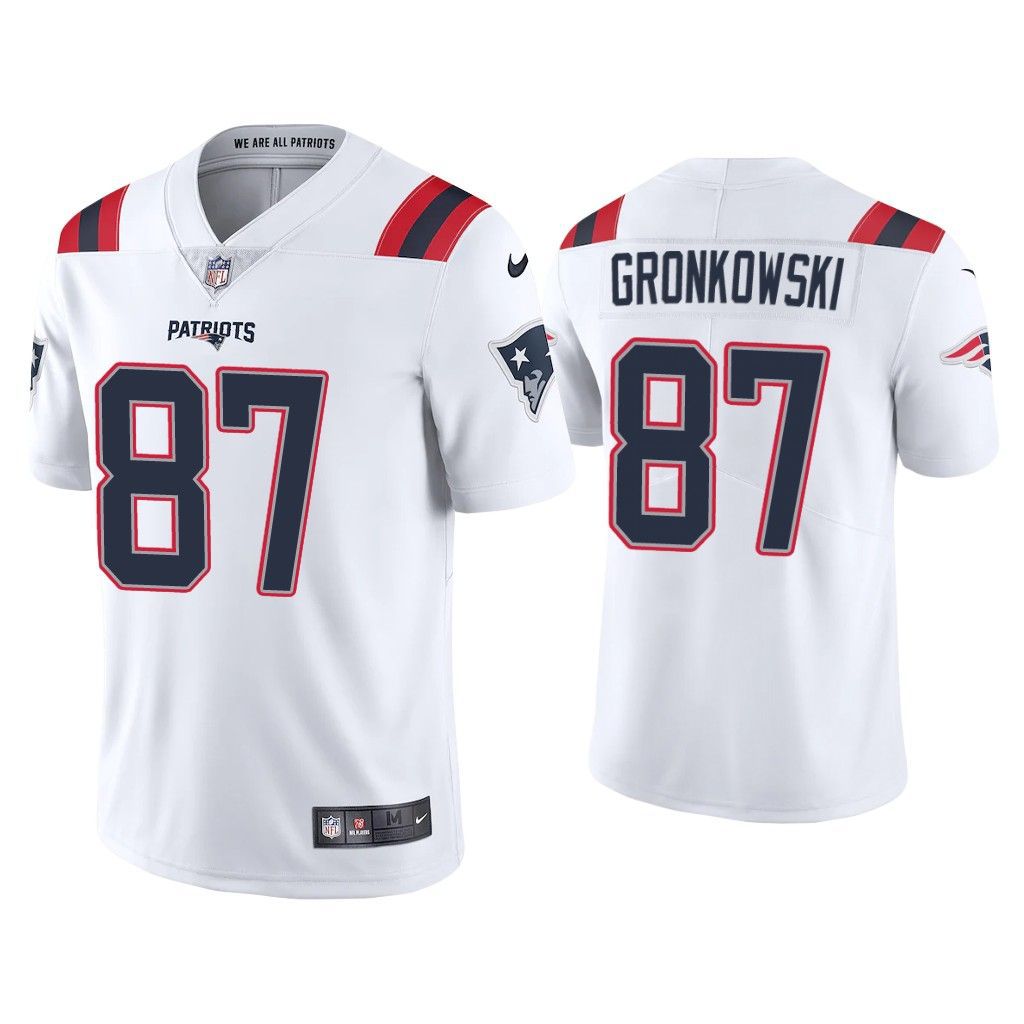 Men New England Patriots #87 Rob Gronkowski Nike White Vapor Limited NFL Jersey